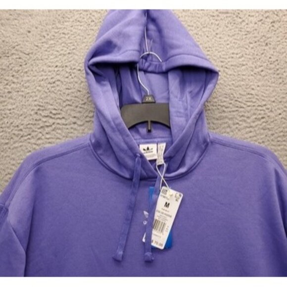 Adidas Pullover Hoodie Women Medium Purple Oversized Ribbed Cuff Kangaroo Pocket - Picture 5 of 8